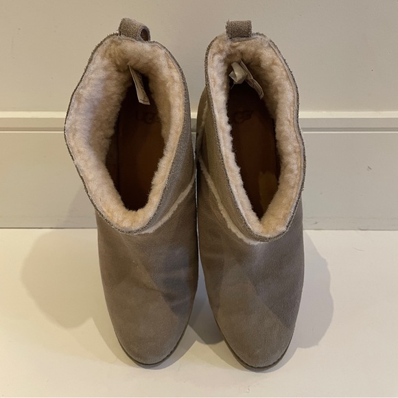 UGG Suede Shearling Ankle Boots with Block Heel in Taupe Women’s US 11 - Picture 5 of 8